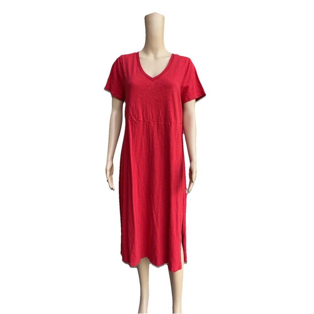 00 TORRID SIDE SLIT MIDI DRESS - COTTON SLUB RED